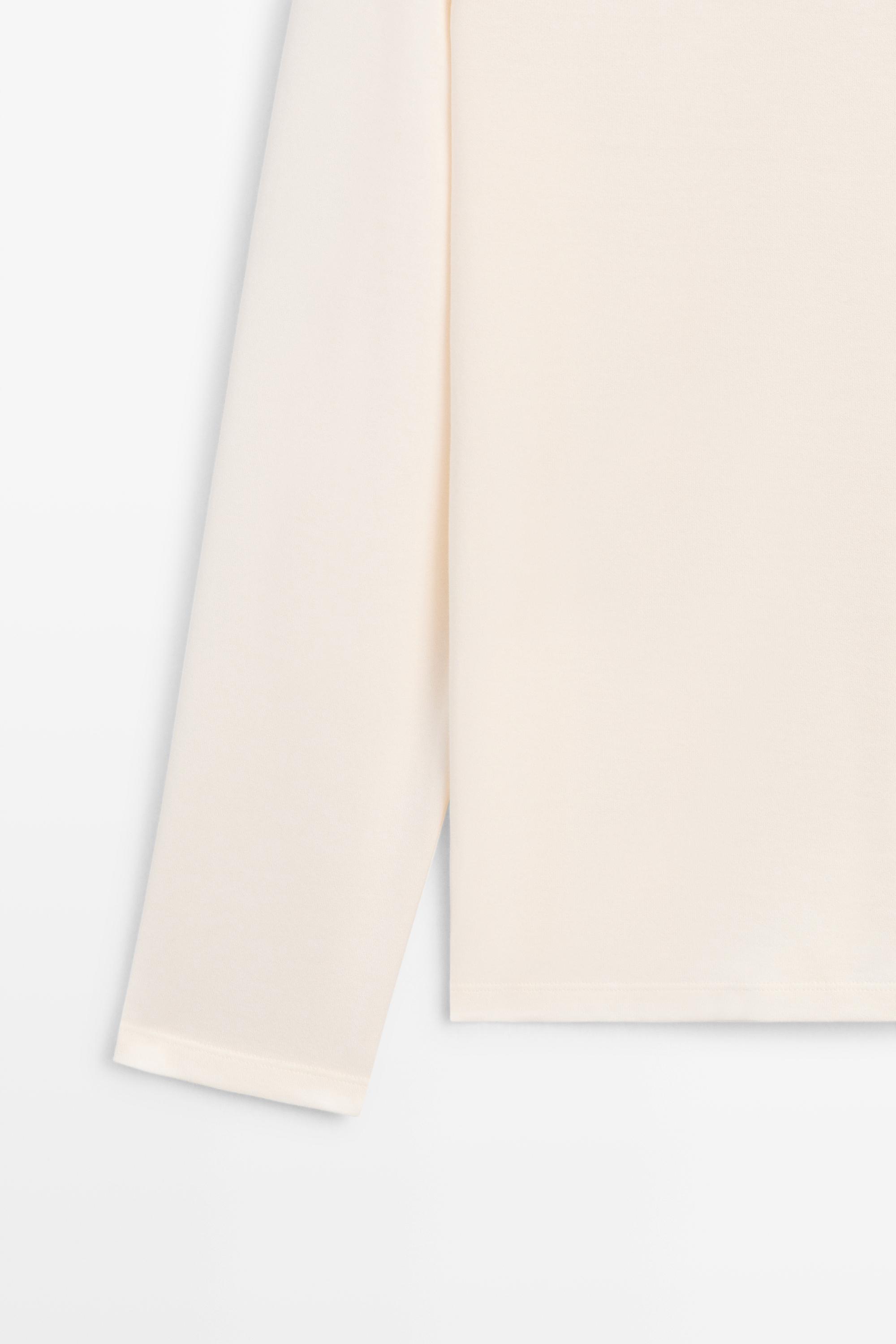 T-shirt manches longues col tunisien 100 % coton