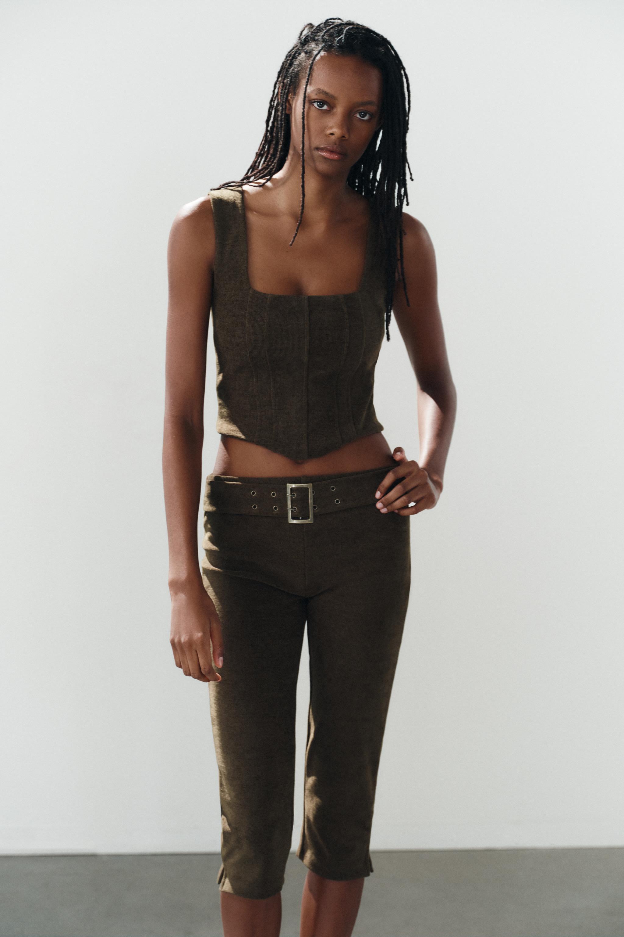 CORDUROY CORSET TOP — Dark olive