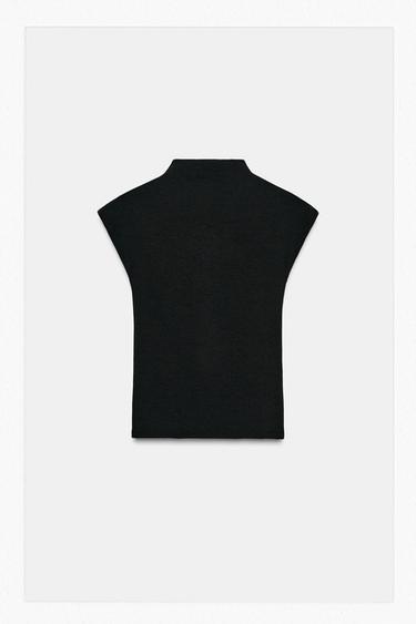 Zara HIGH NECK TOP - Black