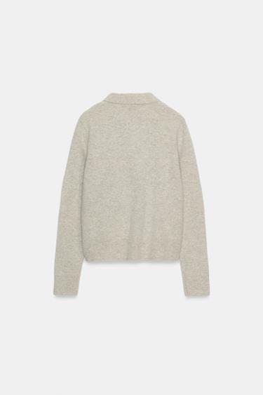 PLAIN 100% WOOL POLO SHIRT - Sand / Marl by Zara