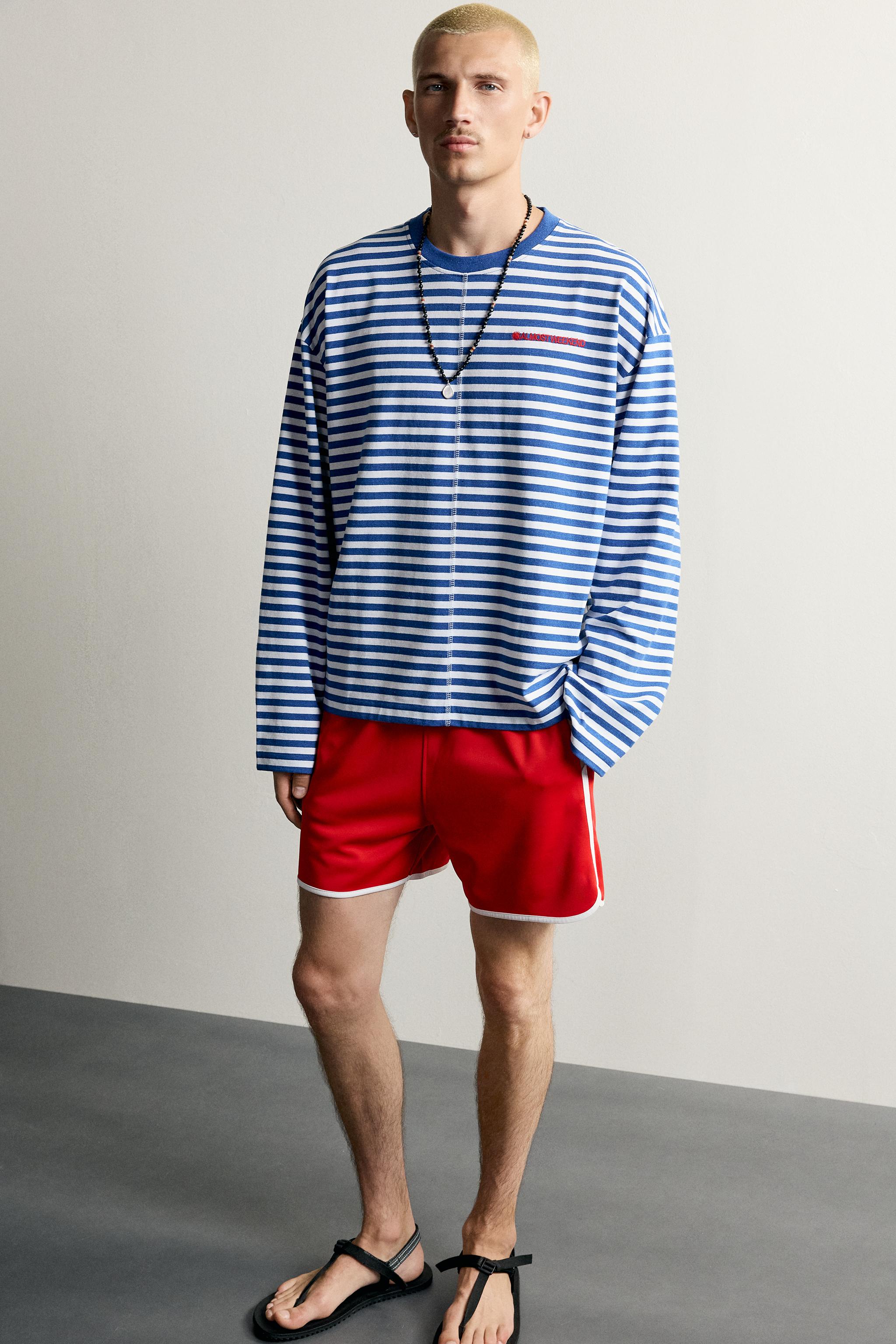 STRIPED JACQUARD EMBROIDERED T-SHIRT