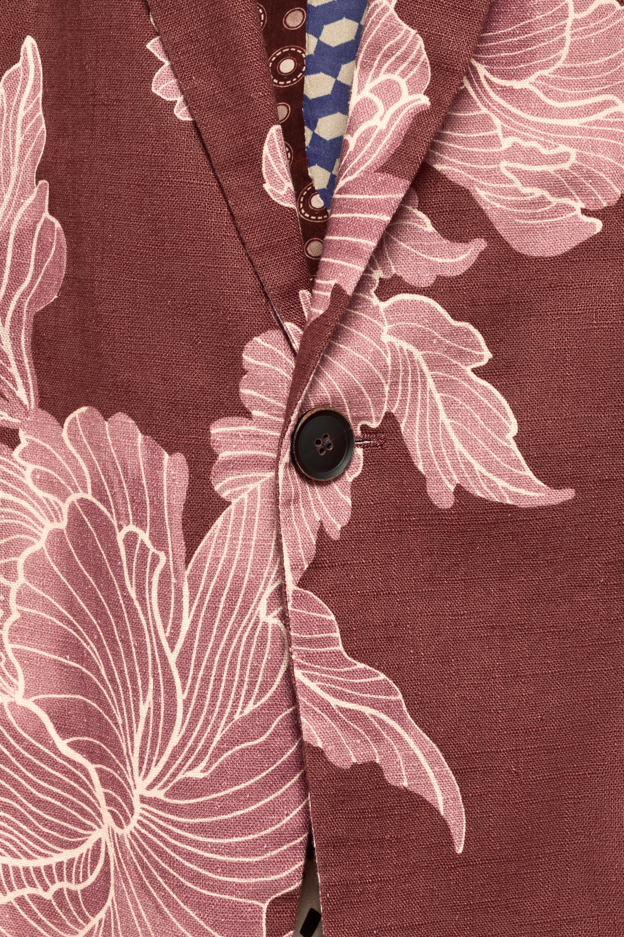 LIMITED EDITION PRINTED LINEN-COTTON RELAXED FIT BLAZER