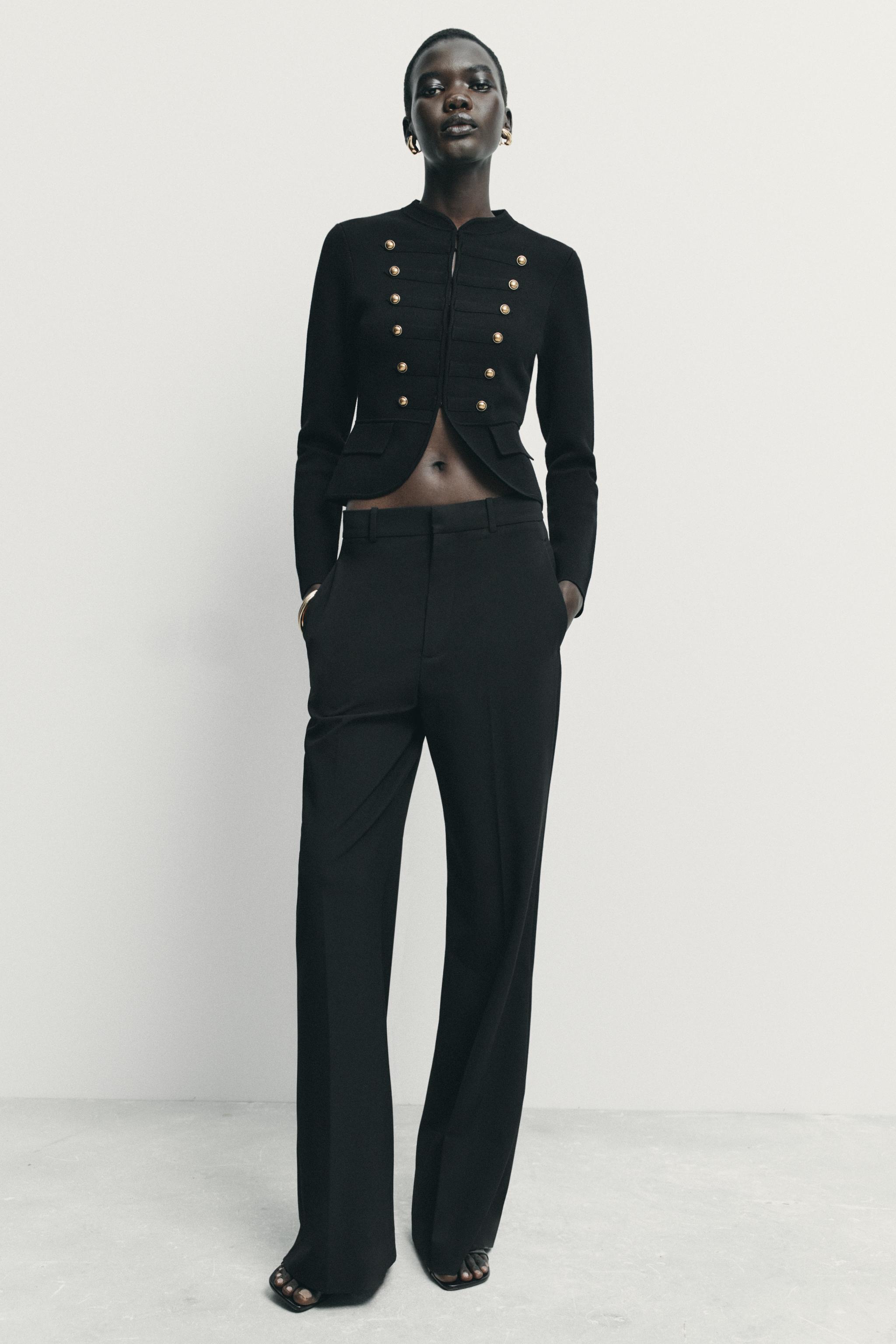 CALÇA WIDE LEG CINTURA ALTA ZW COLLECTION - Azul-marinho | ZARA Brasil