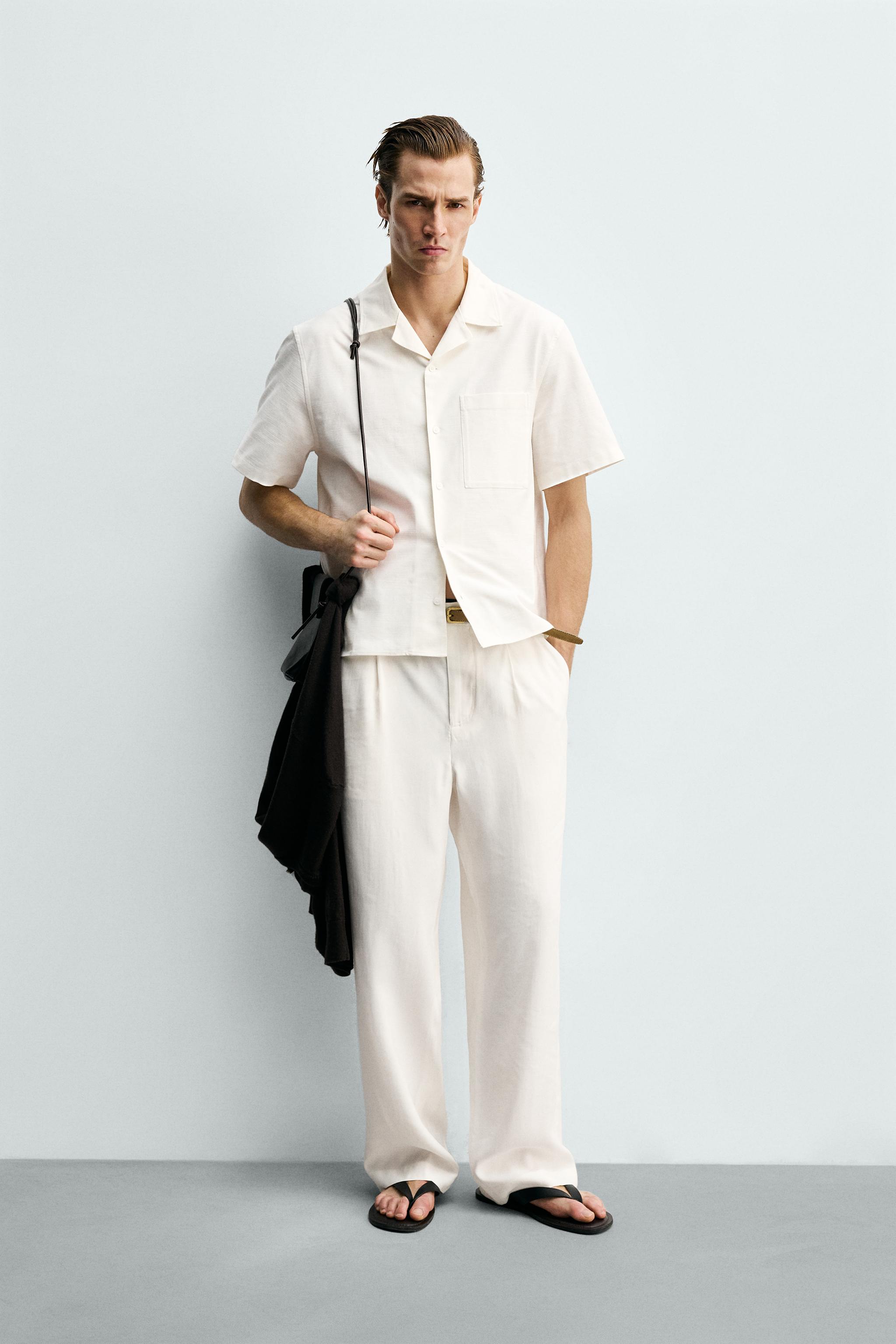 RELAXED FIT PLEATED PANTS - White | ZARA United States