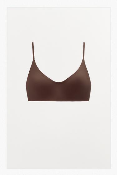 БРАЛЕТТ ИЗ СМЕСОВОГО ПОЛИАМИДА НА БРЕТЕЛЯХ — КОРИЧНЕВЫЙ от Zara