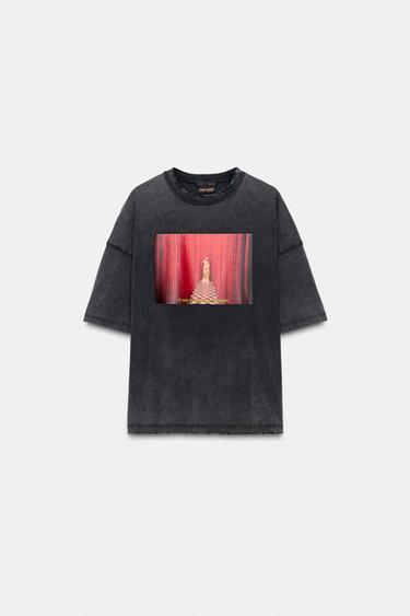 CAMISETA ESTAMPADO METALIZADO - Gris antracita de Zara