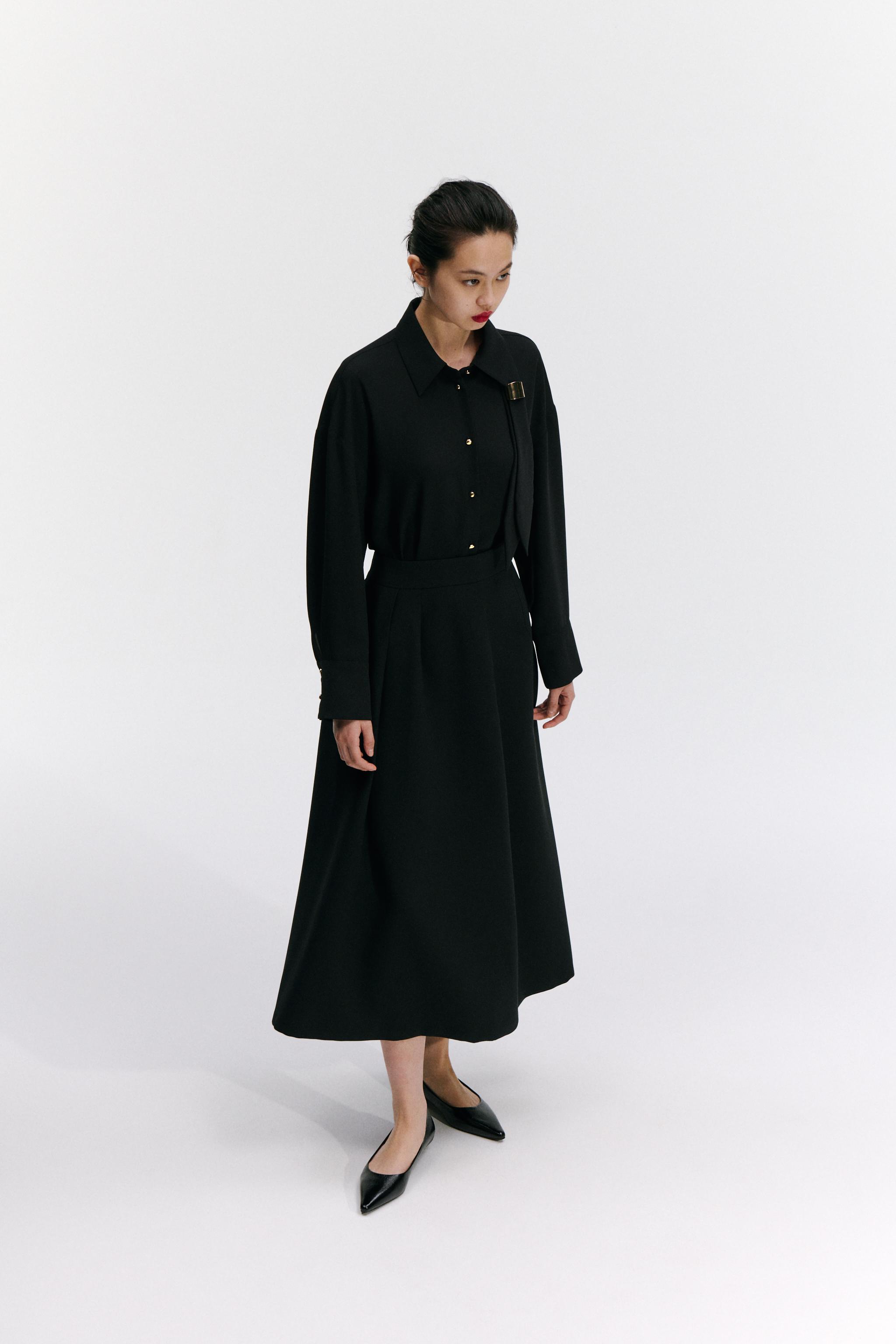 クレープミディスカート - ブラック | ZARA Japan / 日本