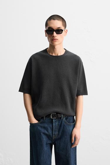 TEXTURED KNIT SWEATER - Anthracite grey by Zara