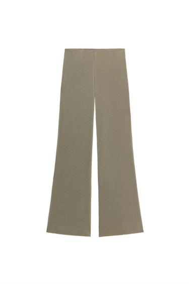 STRETCH WIDE-LEG TROUSERS - Khaki by Zara