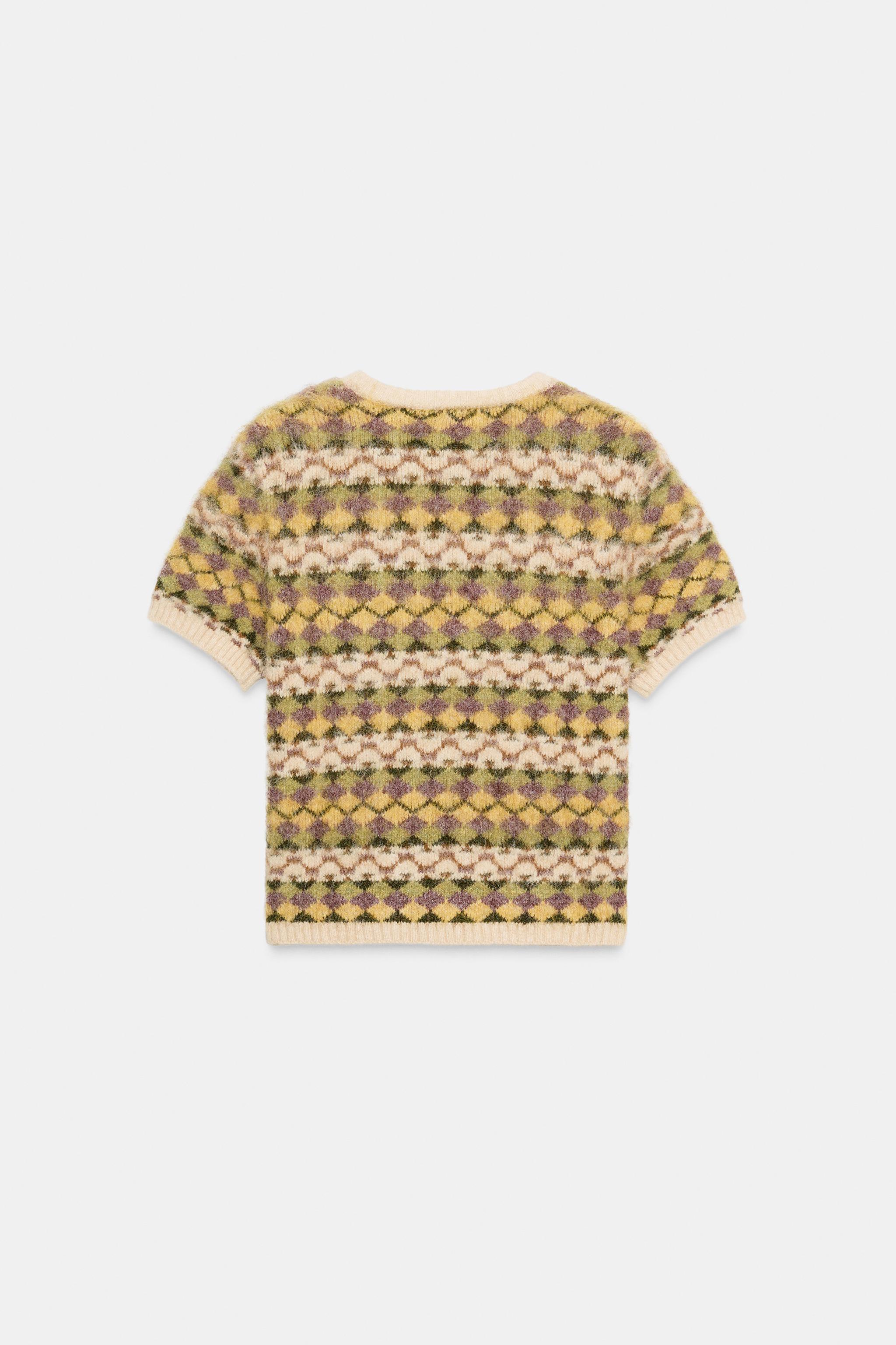 BRUSHED EFFECT JACQUARD KNIT SWEATER