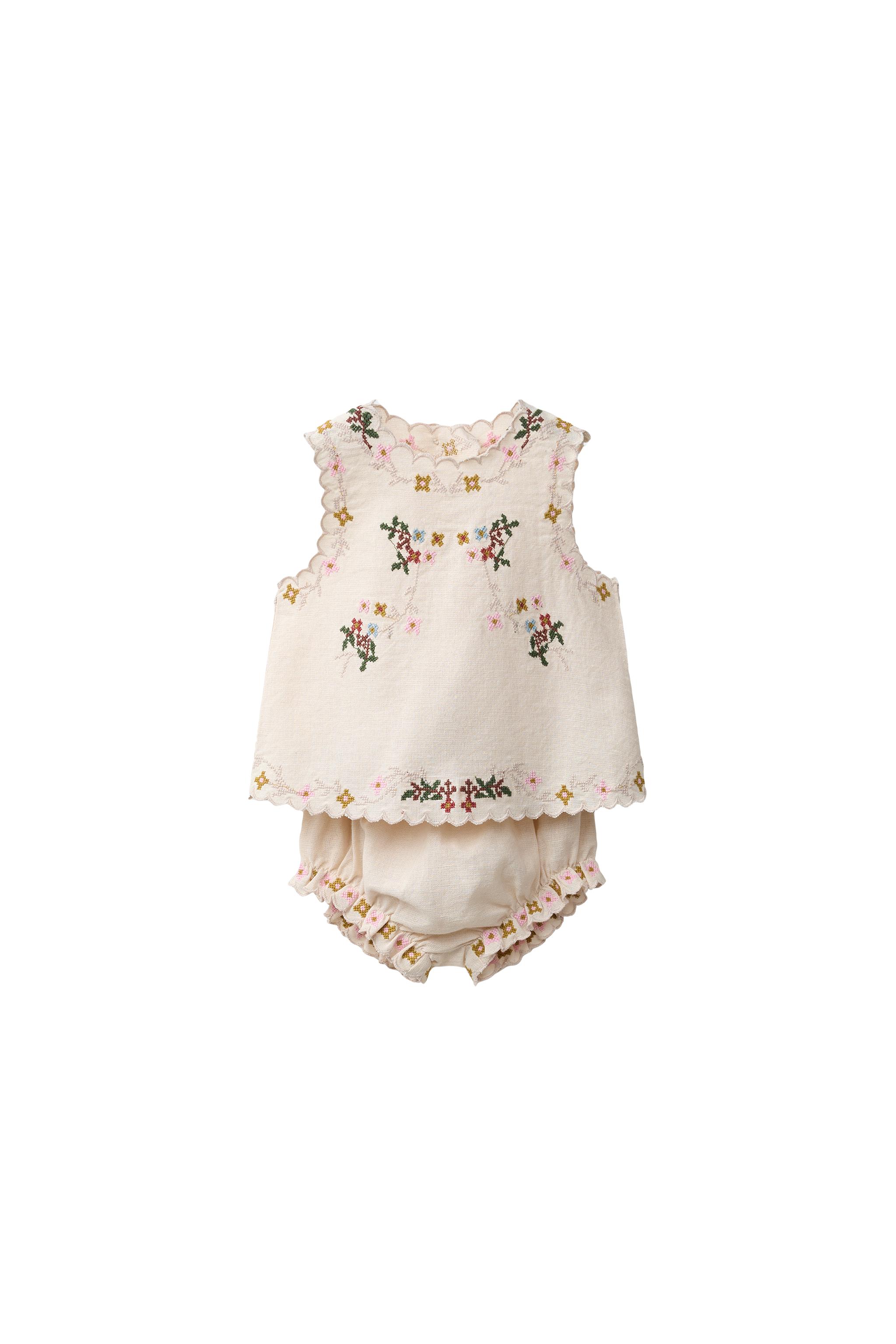 EMBROIDERED SHIRT AND BOTTOMS SET - Ecru | ZARA United States