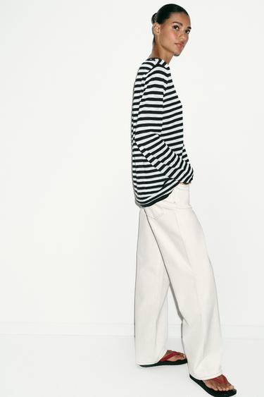 PULL RAYURES BOUTONS - Bleu marine / Blanc de Zara - Image 2