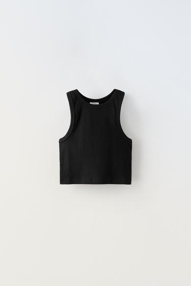 RIBBED VEST TOP - Black by Zara - Image 0