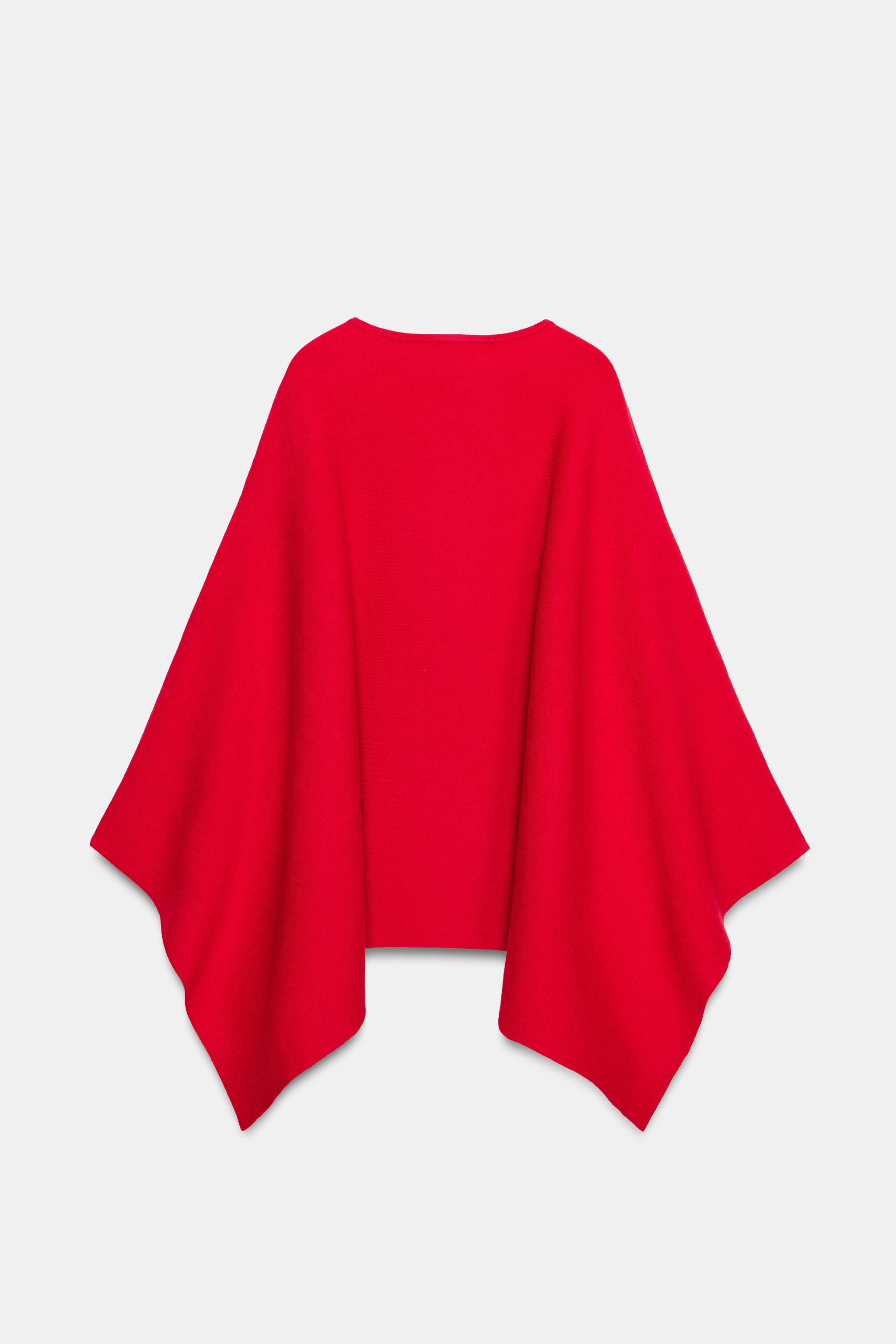 無地ニットケープ - レッド | ZARA Japan / 日本