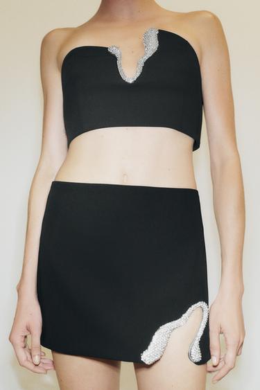 MINI-JUPE PIÈCE BIJOUX - Noir de Zara - Image 1
