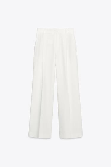 PANTALÓN PINZAS - Blanco de Zara
