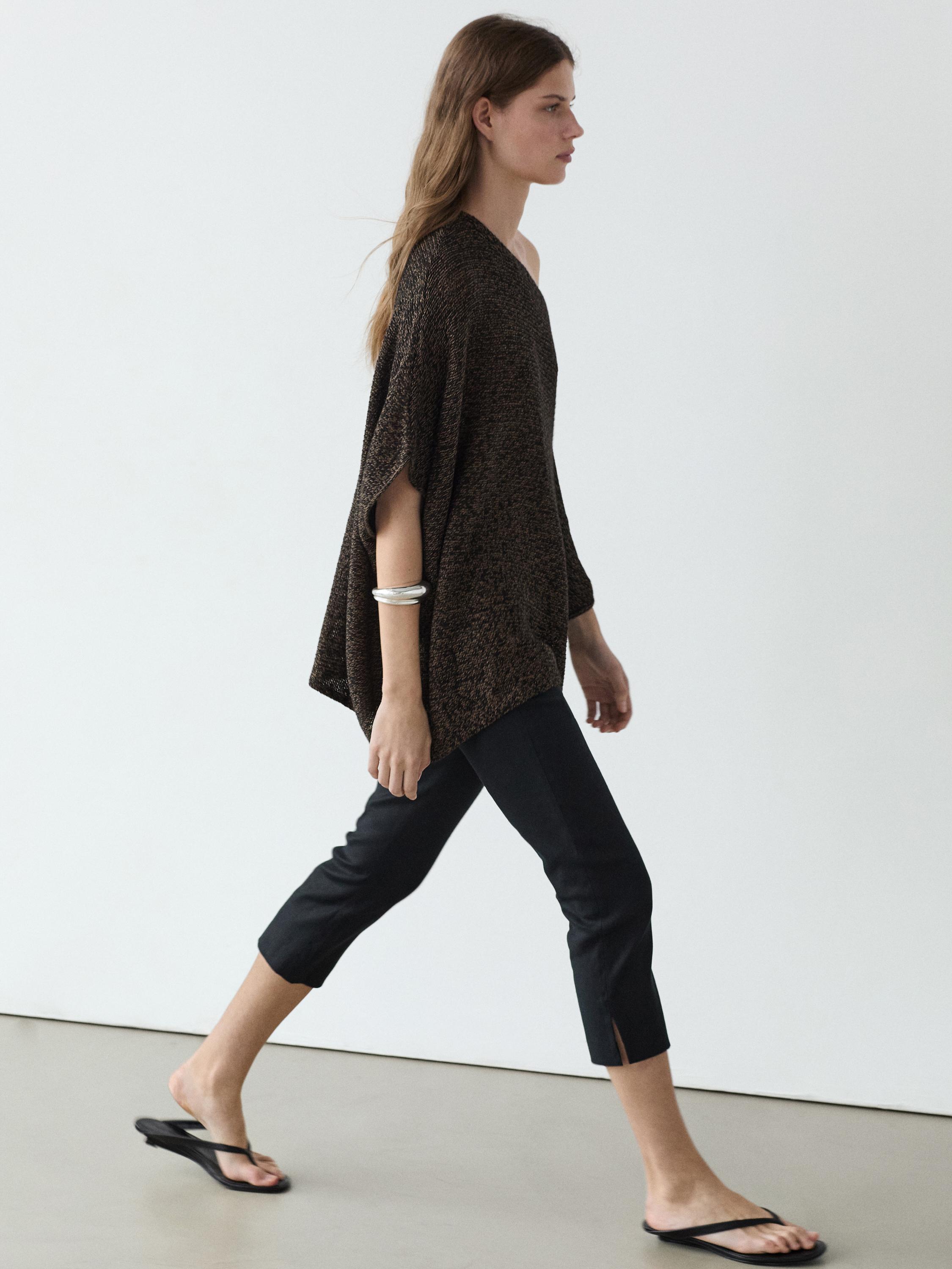 Flowing asymmetric cotton blend cape