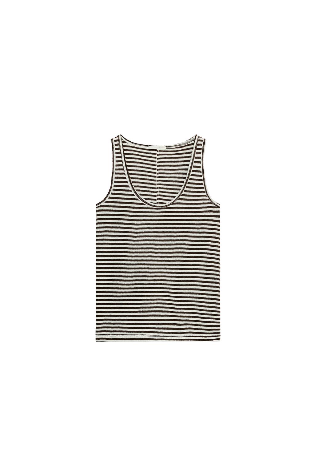 STRIPED COTTON AND LINEN TOP - image 3