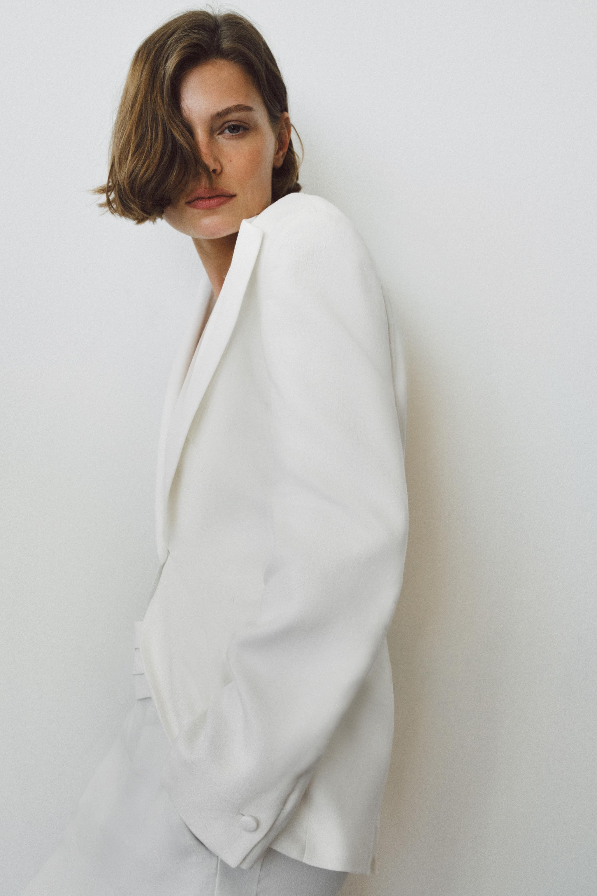 ZW COLLECTION LINEN BLEND TUXEDO BLAZER