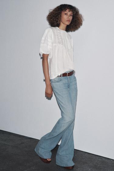 Zara ZW COLLECTION EMBROIDERED ROMANTIC BLOUSE - Oyster-white - Image 0