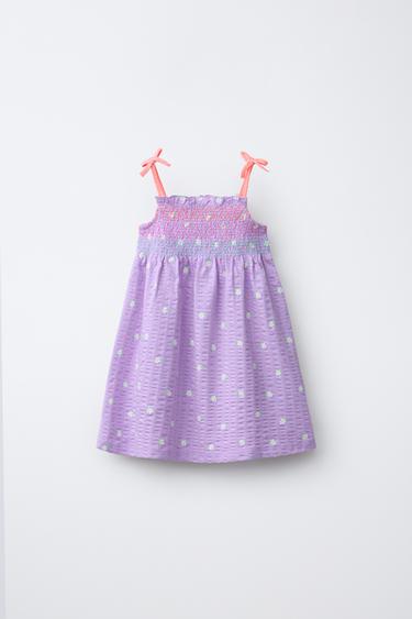 VESTIDO RESORTES ESTAMPADO FLORES - Malva de Zara
