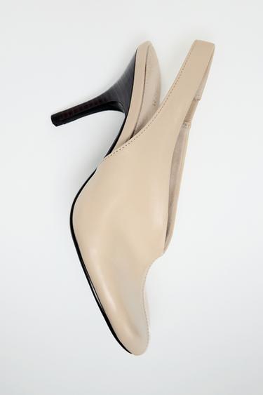 LIMITED EDITION LEATHER SLINGBACK SHOES - Ecru White by Zara