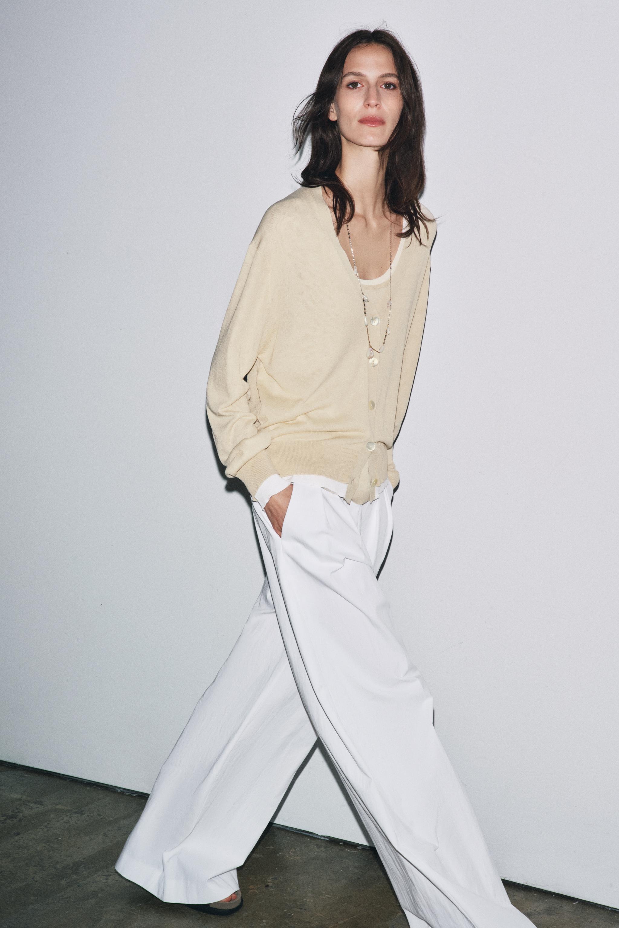 DOUBLE LAYER KNIT CARDIGAN - Sand | ZARA Canada