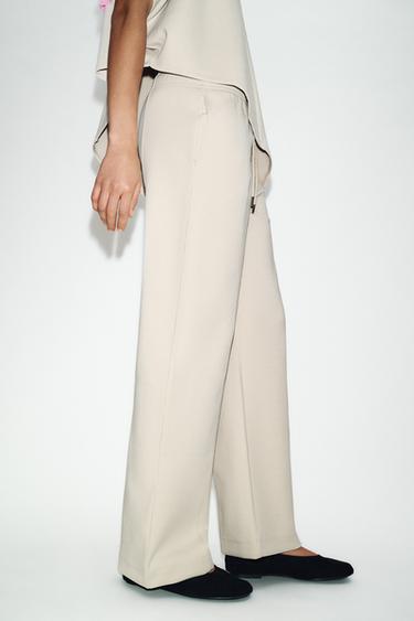INTERLOCK STRAIGHT-LEG TROUSERS - Ecru by Zara - Image 2