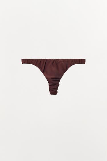 SATIN THONG - Burgundy by Zara - Image 2