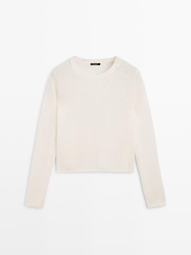 Zara Knit alpaca blend crew neck sweater - Ecru