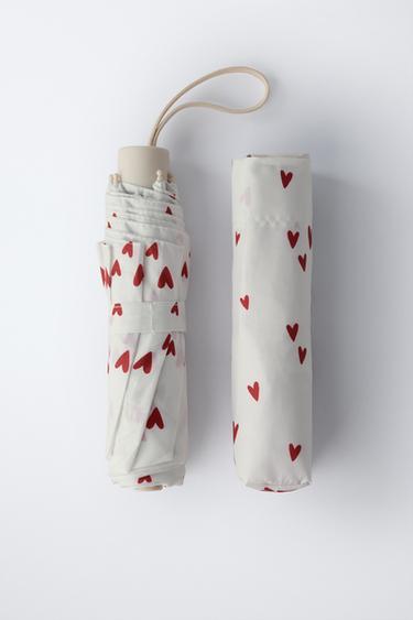 FOLDING HEART PRINT UMBRELLA - Ecru by Zara - Image 3
