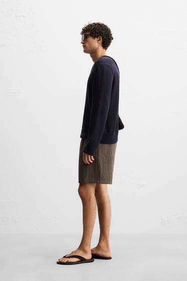 BERMUDA REGULAR FIT RAYURES - Marron de Zara - Image 3