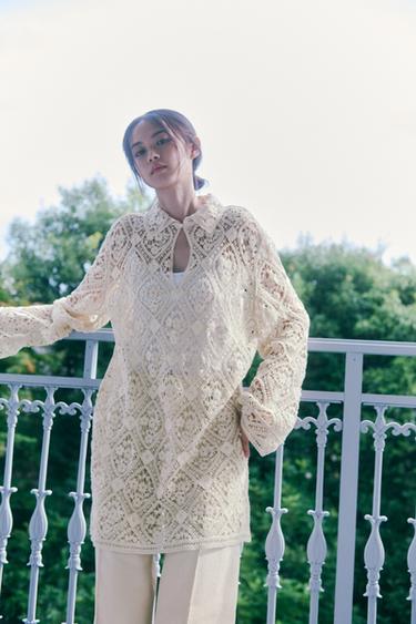 ZW COLLECTION CROCHET MINI DRESS - Beige by Zara