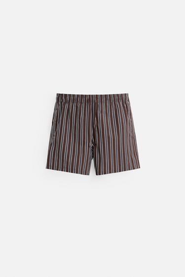 REGULAR STRIPED SWIMMING TRUNKS - Burgundy by Zara