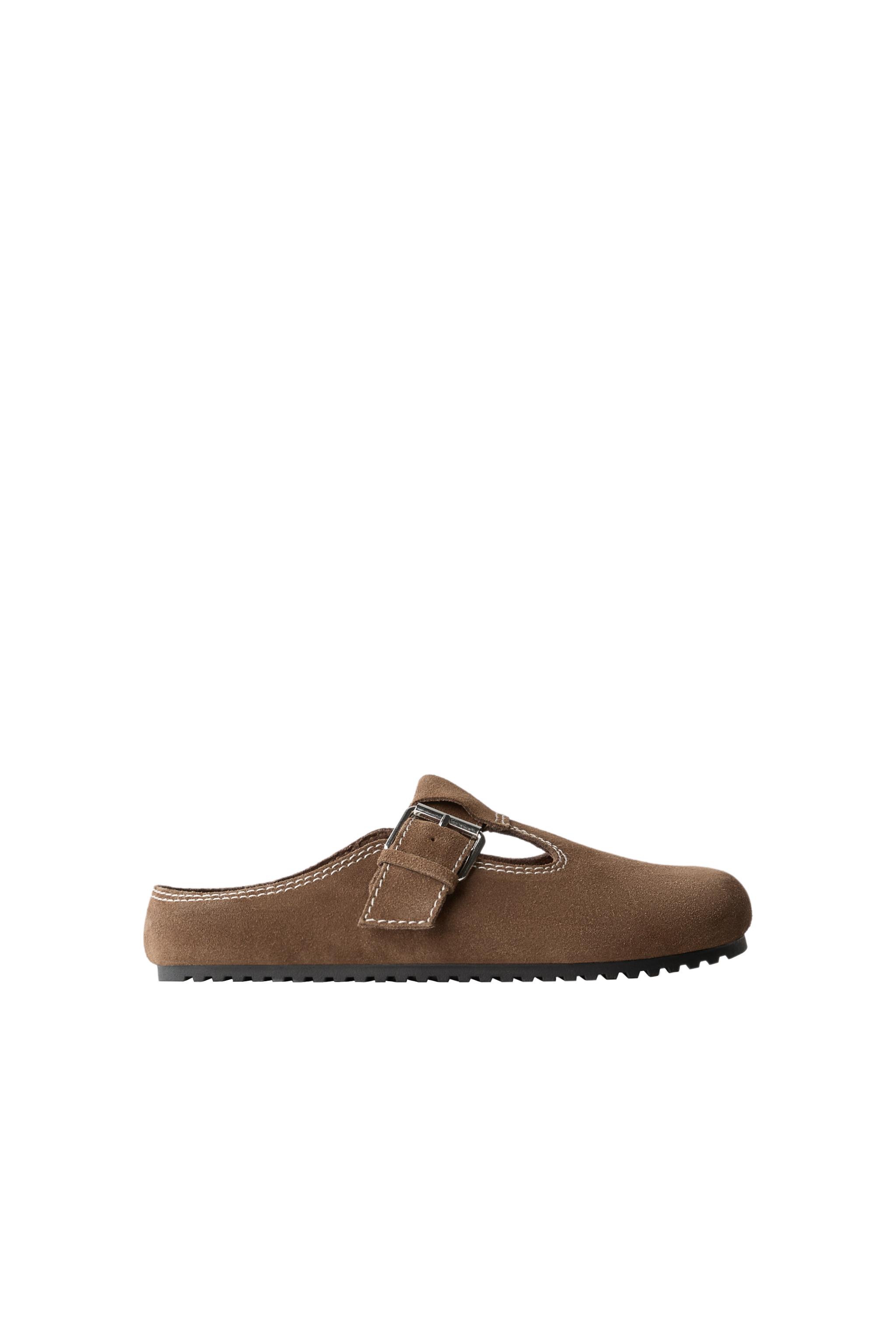 ステッチ入りレザーミュール - カーキ | ZARA Japan / 日本