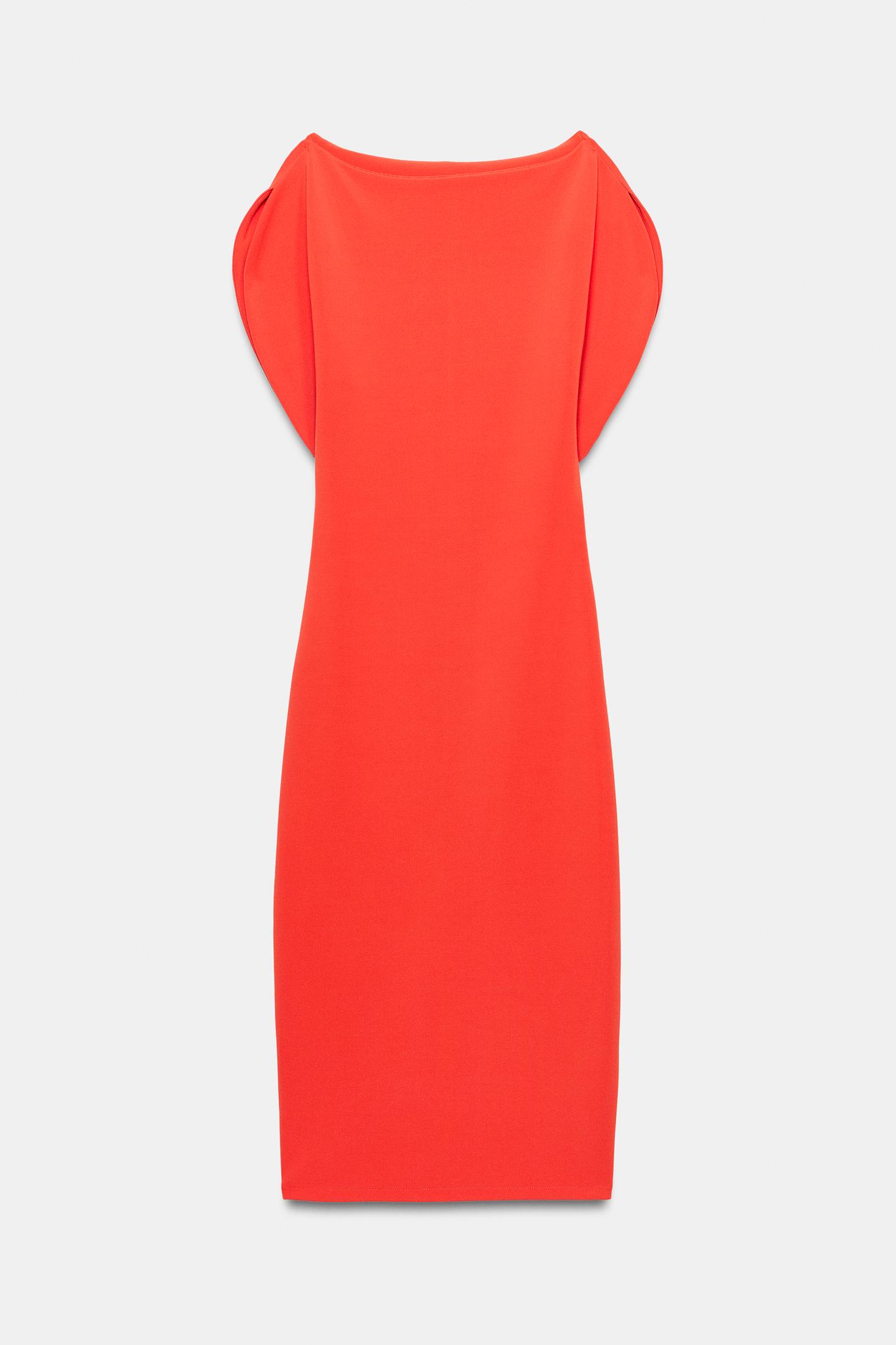 Женское платье Zara Voluminous MIDI, цвет: Оранжевый — фото 10
