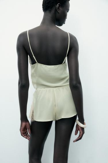 SHORT STYLE LINGERIE DENTELLE - Vert d'eau de Zara - Image 2