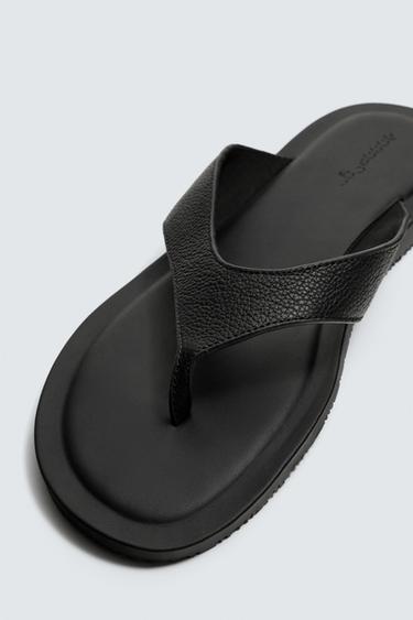 SANDALES À BRIDES EN CUIR - Noir de Zara - Image 2