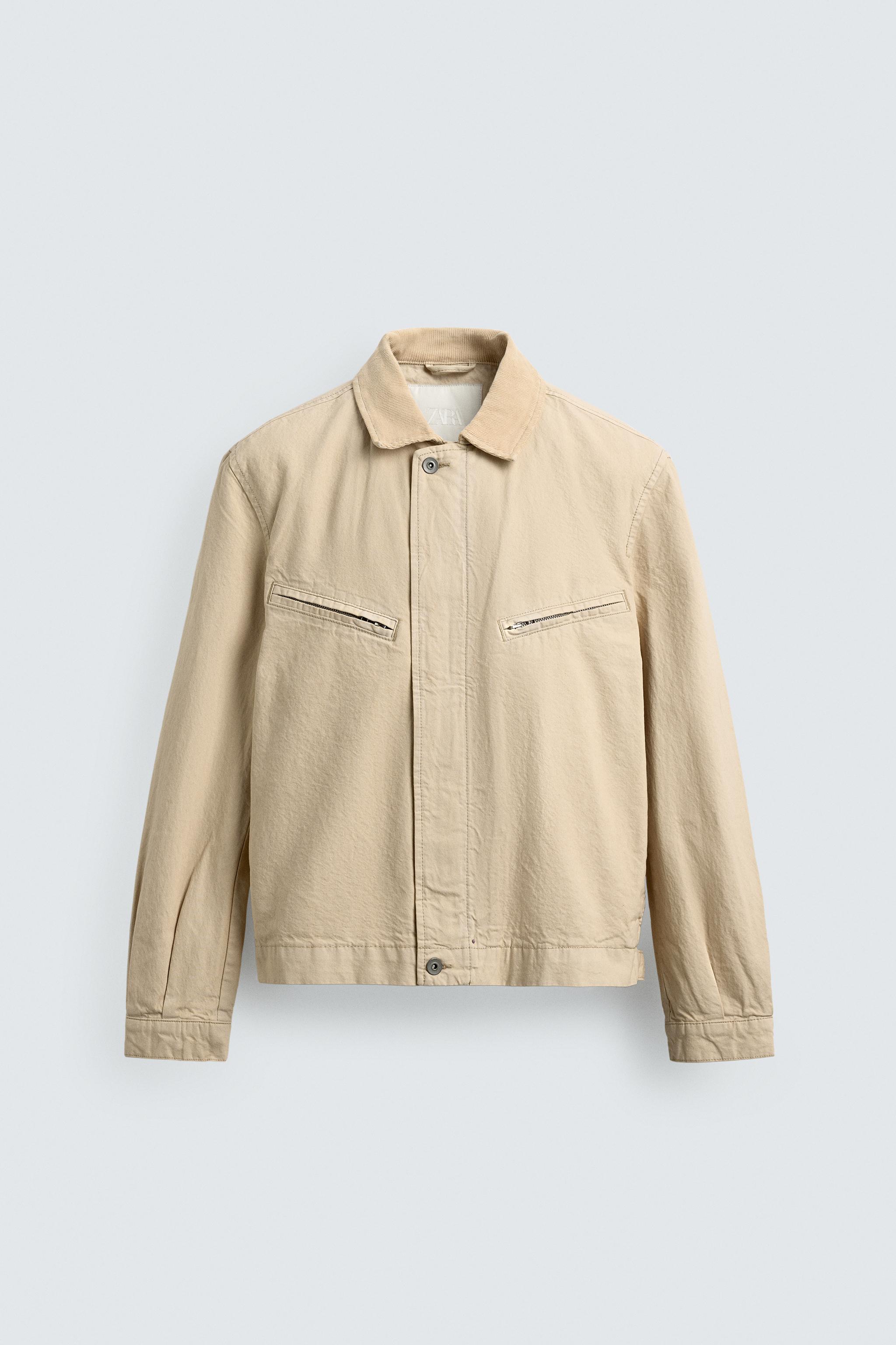 Cropped FIT Jacket With Corduroy Collar - Yellow
