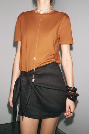 CAMISETA BÁSICA ALGODÓN - Naranja de Zara