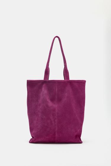 LEATHER TOTE BAG - Purple by Zara