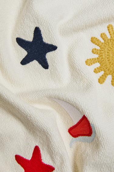 COTTON BEACH TOWEL WITH SHAPES - Cream by Zara - Image 2