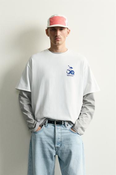 CONTRAST PRINT RELAXED FIT T-SHIRT - Oyster-white by Zara