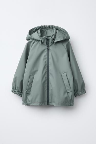 CHUBASQUERO ENGOMADO CAPUCHA EXTRAIBLE - Azulado de Zara