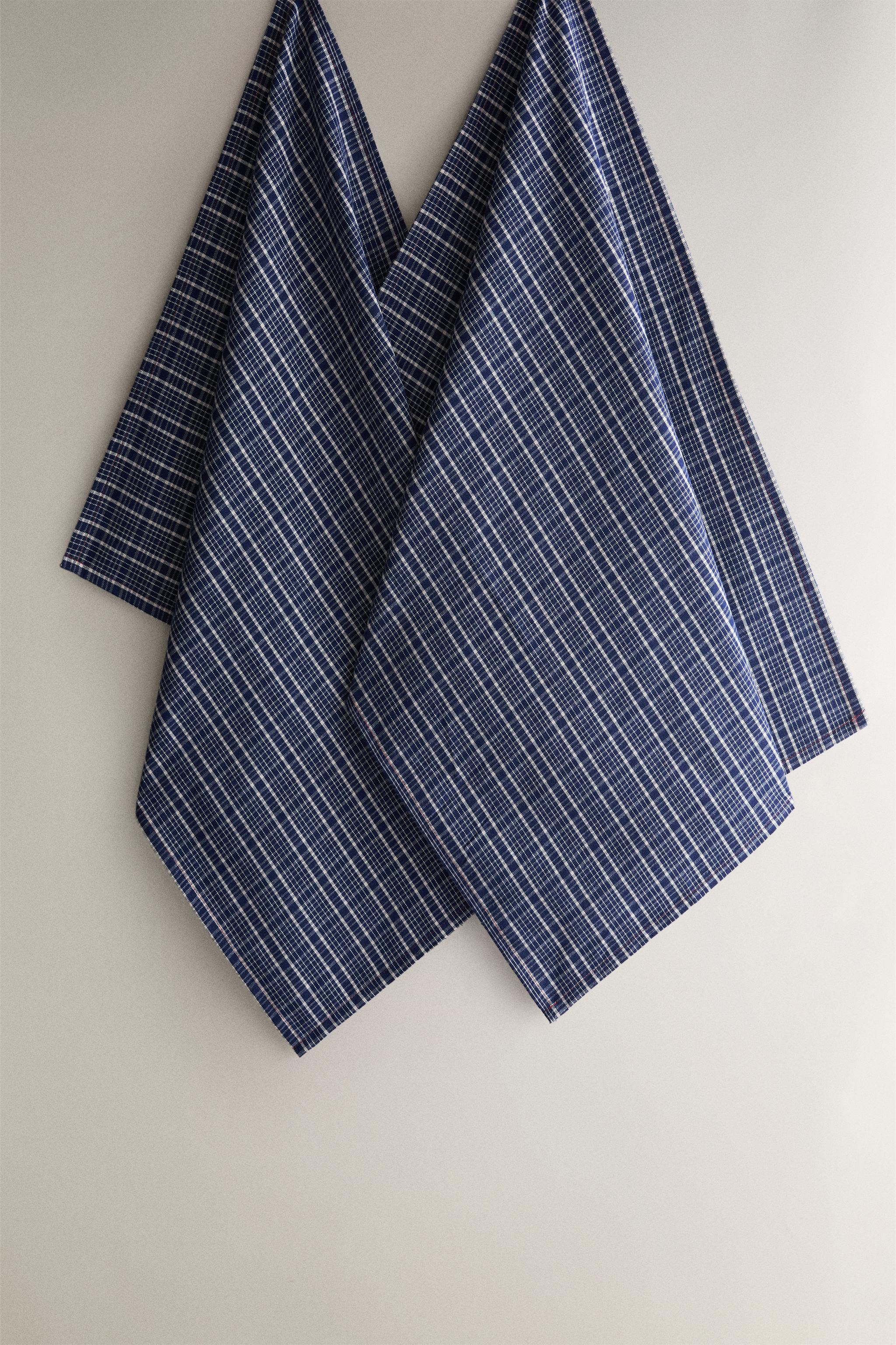 CHECK KITCHEN TOWEL PACK (PACK OF 2) — Blue