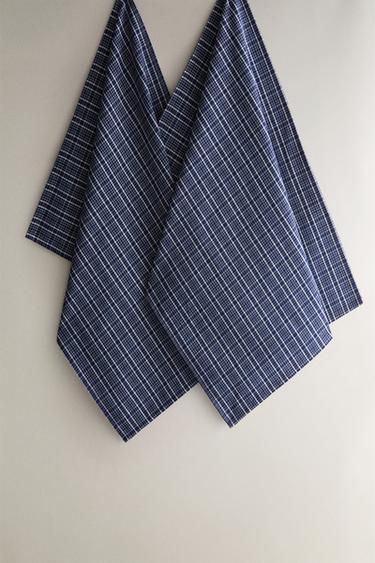 LOT TORCHONS DE CUISINE CARREAUX (LOT DE 2) - Bleu de Zara - Image 0