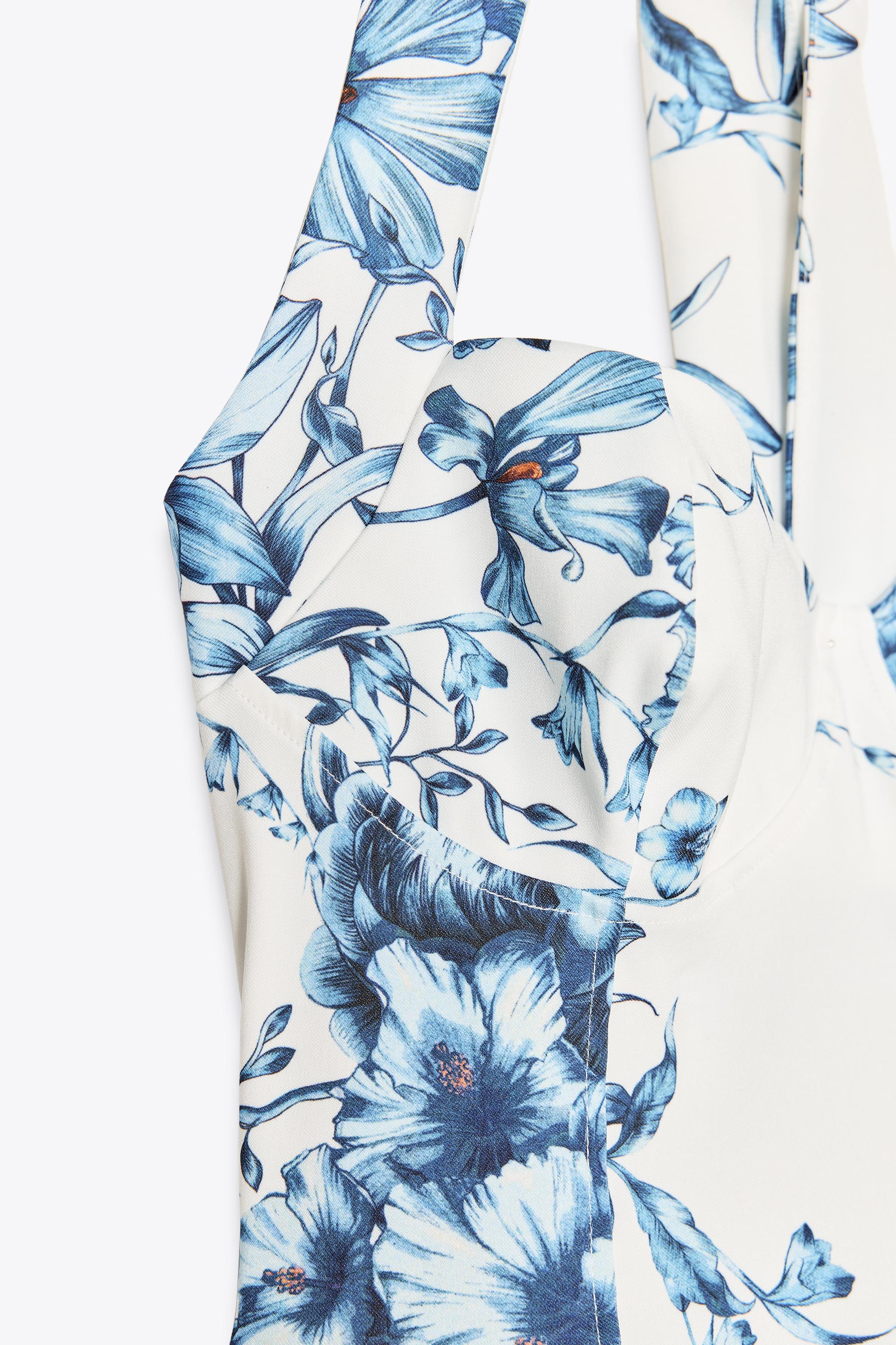 FLORAL HALTER DRESS - Blues | ZARA United States