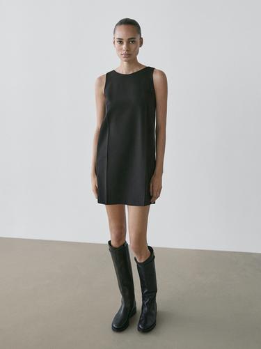 Robe courte laine - Noir de Zara