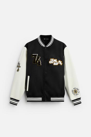 CAZADORA PARCHES COMBINADOS - Blanco / Negro de Zara