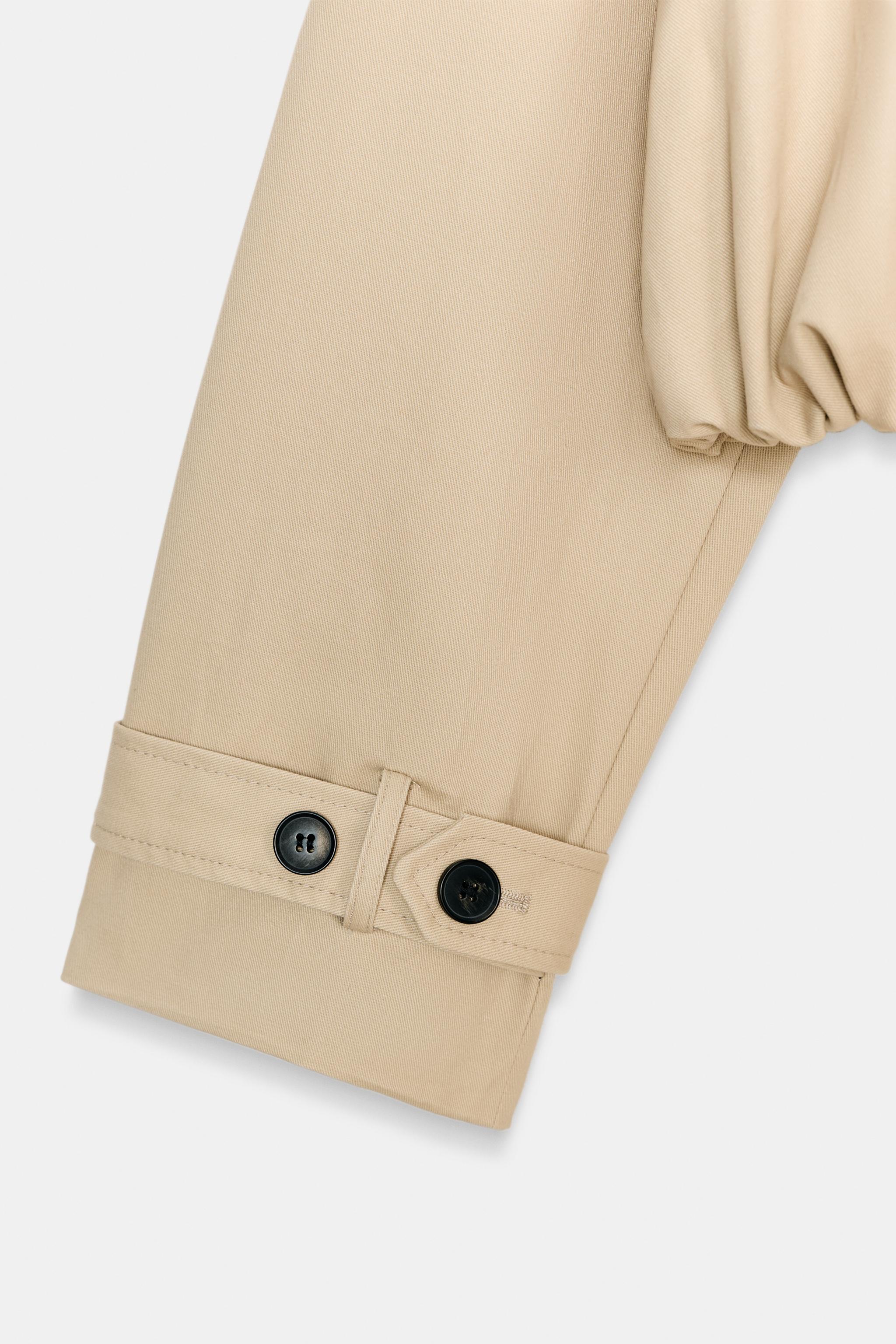ZARA ショートバルーントレンチコート XS コムギ ショートバルーントレンチコート - コムギ | ZARA Japan / 日本
